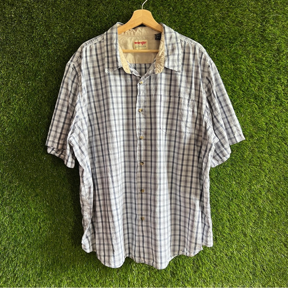 Wrangler Plaid Short Sleeve Button Up Shirt Big Tall